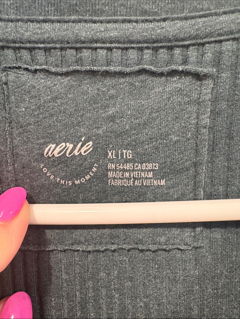 aerie Ribbed Long-Sleeve Henley Top - Teal Green ptp 18-24 - Picture 2 of 6